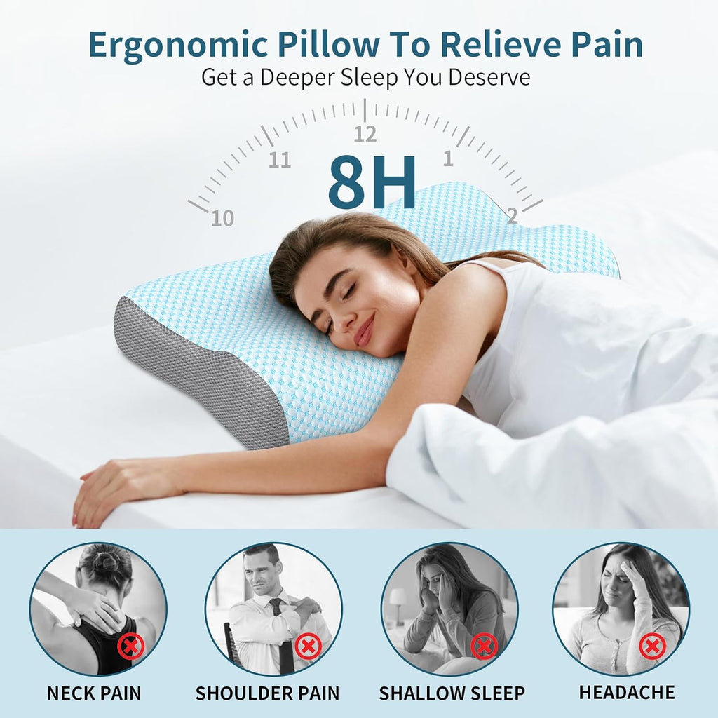 Polovo Cervical Neck Pillow for, Contour Memory Foam Pillows for Sleeping, Ergonomic Pillow Orthopedic Cooling Pillow Bed Pillow Neck Supp…