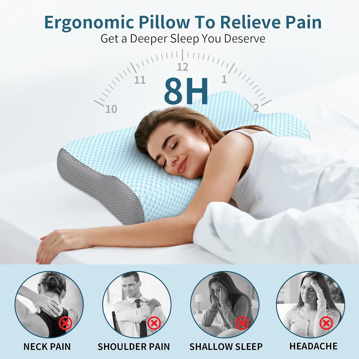 Polovo Cervical Neck Pillow for, Contour Memory Foam Pillows for Sleeping, Ergonomic Pillow Orthopedic Cooling Pillow Bed Pillow Neck Supp…