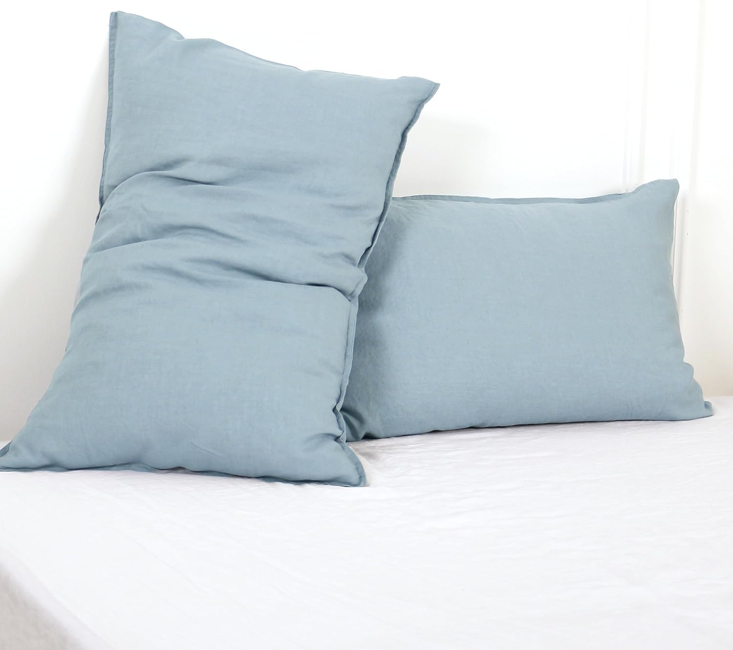 Simple&Opulence 100% Linen Pillowcases Basic Style Solid Color Set of 2, Queen Size Stone Washed Flax Pillow Cover Envelope Closure…