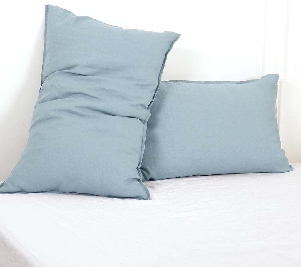 Simple&Opulence 100% Linen Pillowcases Basic Style Solid Color Set of 2, King Size Stone Washed Flax Pillow Cover Envelope Closure…