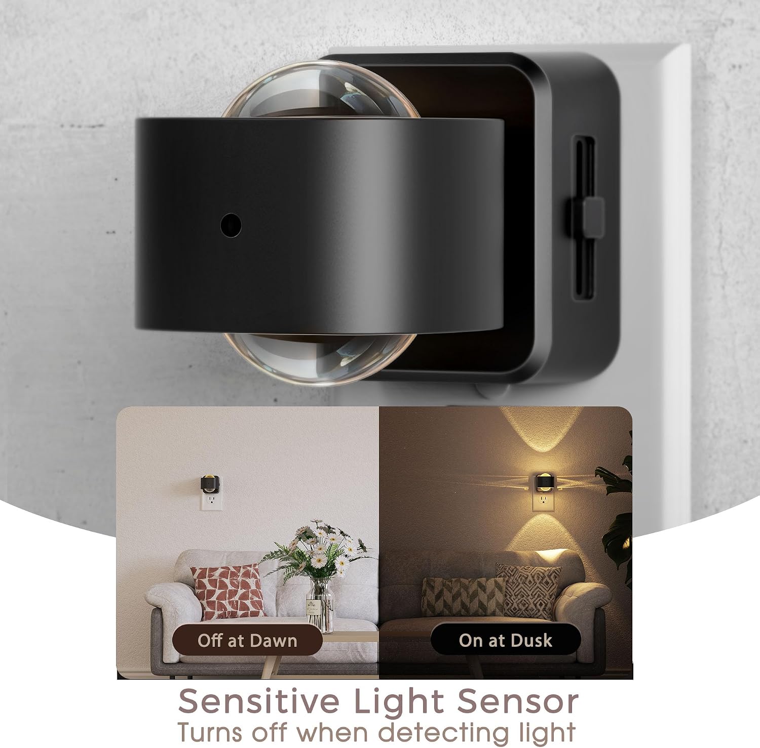 Briignite Night Light Projector, LED Night Lights Plug into Wall, 180° Rotating Night Light for Kids, Dusk to Dawn Sensor, 0-150LM…