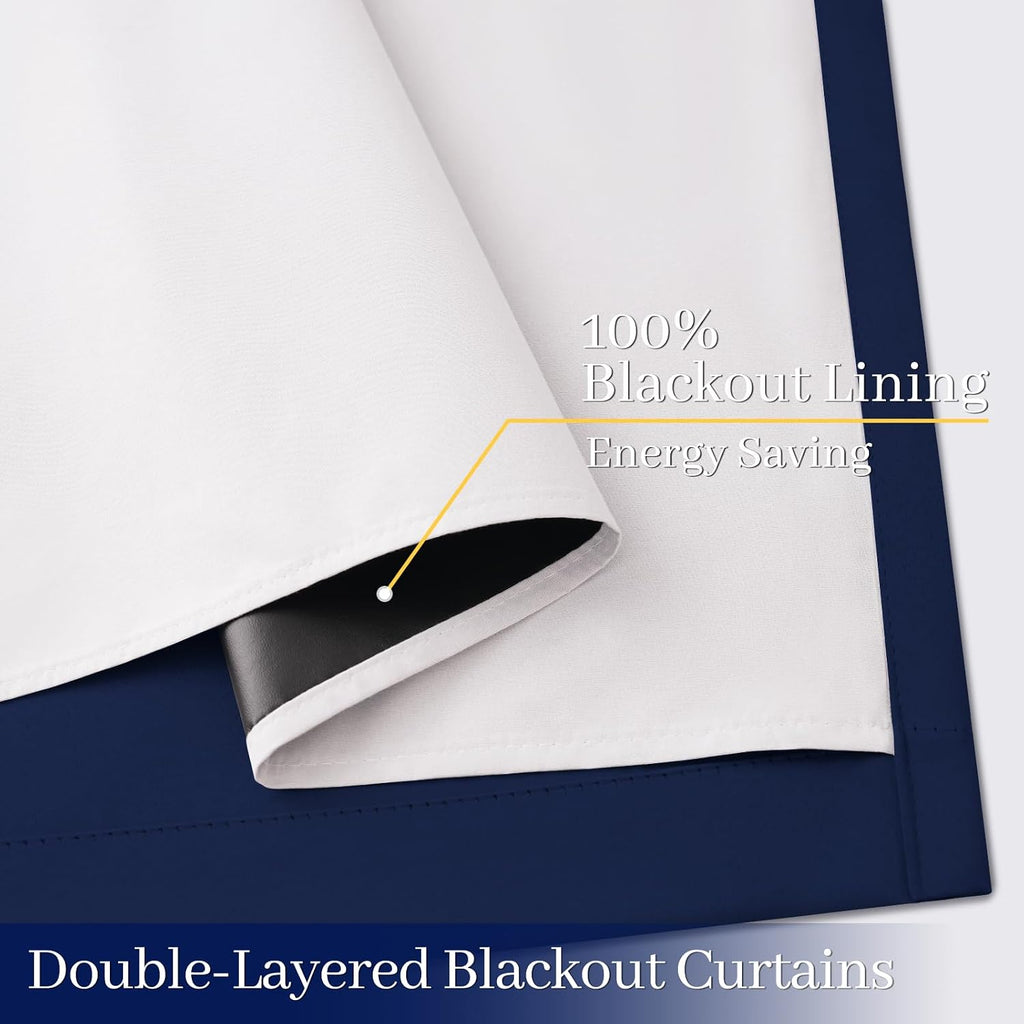 Yakamok 100% Blackout Curtain Panels 63 inches Cold and Light Blocking Drapes for Nursery, 2 Thick Layers Thermal Insulated Draperies (2 Pi…