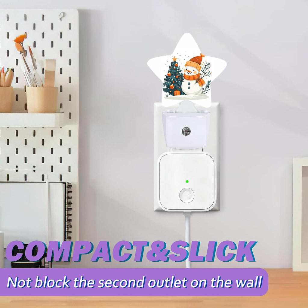 Night Lights Plug Into Wall Decorative, Cute Snowman Nightlights for Kids Bedroom, Winter Christmas Tree Energy Efficient Dusk-to-Dawn…