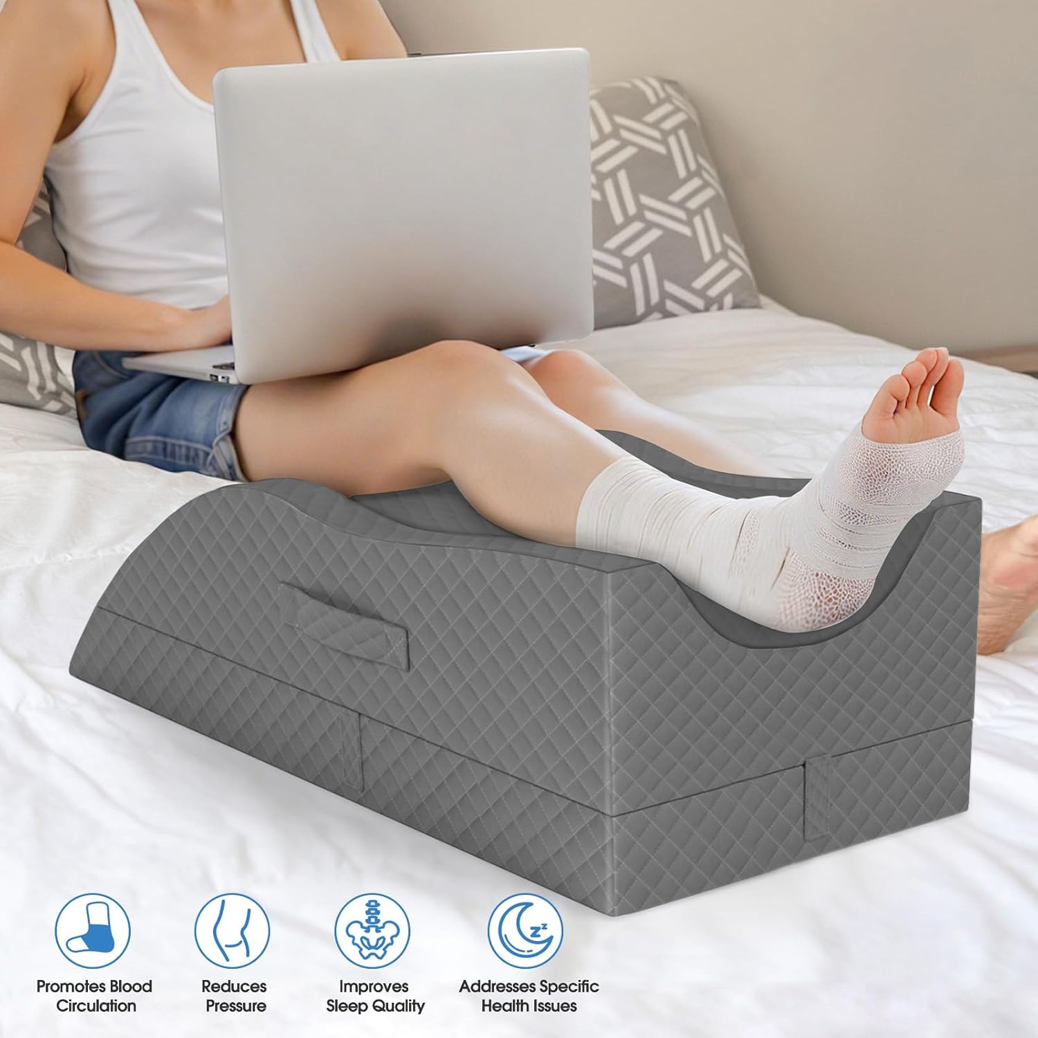 TranquilRelax TranquilRelax Leg Pillow, Leg Elevation Pillow with Pad and Memory Foam, Height Adjustable Bolster Pillow for Legs, Le…