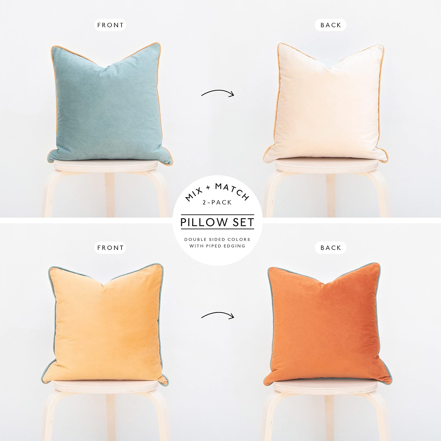 MONDAY MOOSE Decorative Throw Pillow Covers Cushion Cases, Set of 2 Soft Velvet Modern Double-Sided Designs, Mix and Match for Home…