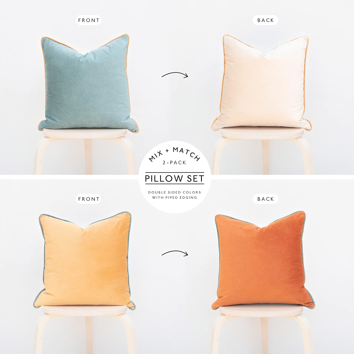 MONDAY MOOSE Decorative Throw Pillow Covers Cushion Cases, Set of 2 Soft Velvet Modern Double-Sided Designs, Mix and Match for Home…
