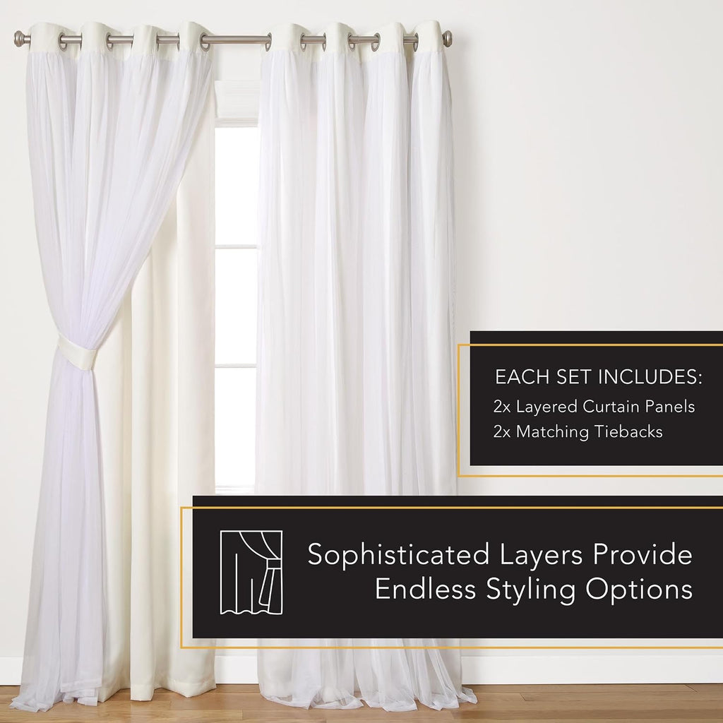 TOWN & COUNTRY LUXE Talia Double Layer Indoor Curtains, Sheer and Room Darkening Blackout, Grommet Top, Energy Efficient, 2-Pack Set…