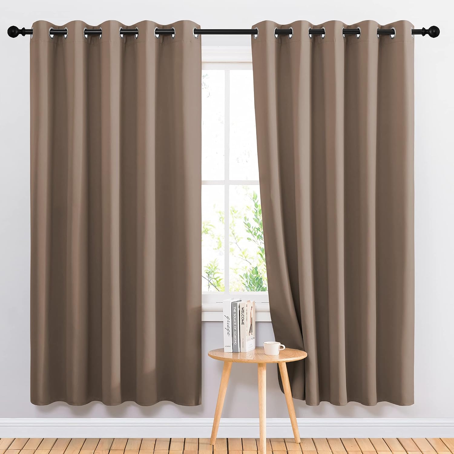 NICETOWN Kitchen Blackout Curtains and Drapes - Triple Weave Energy Saving Thermal Insulated Solid Grommet Blackout Panels for Patio (1…