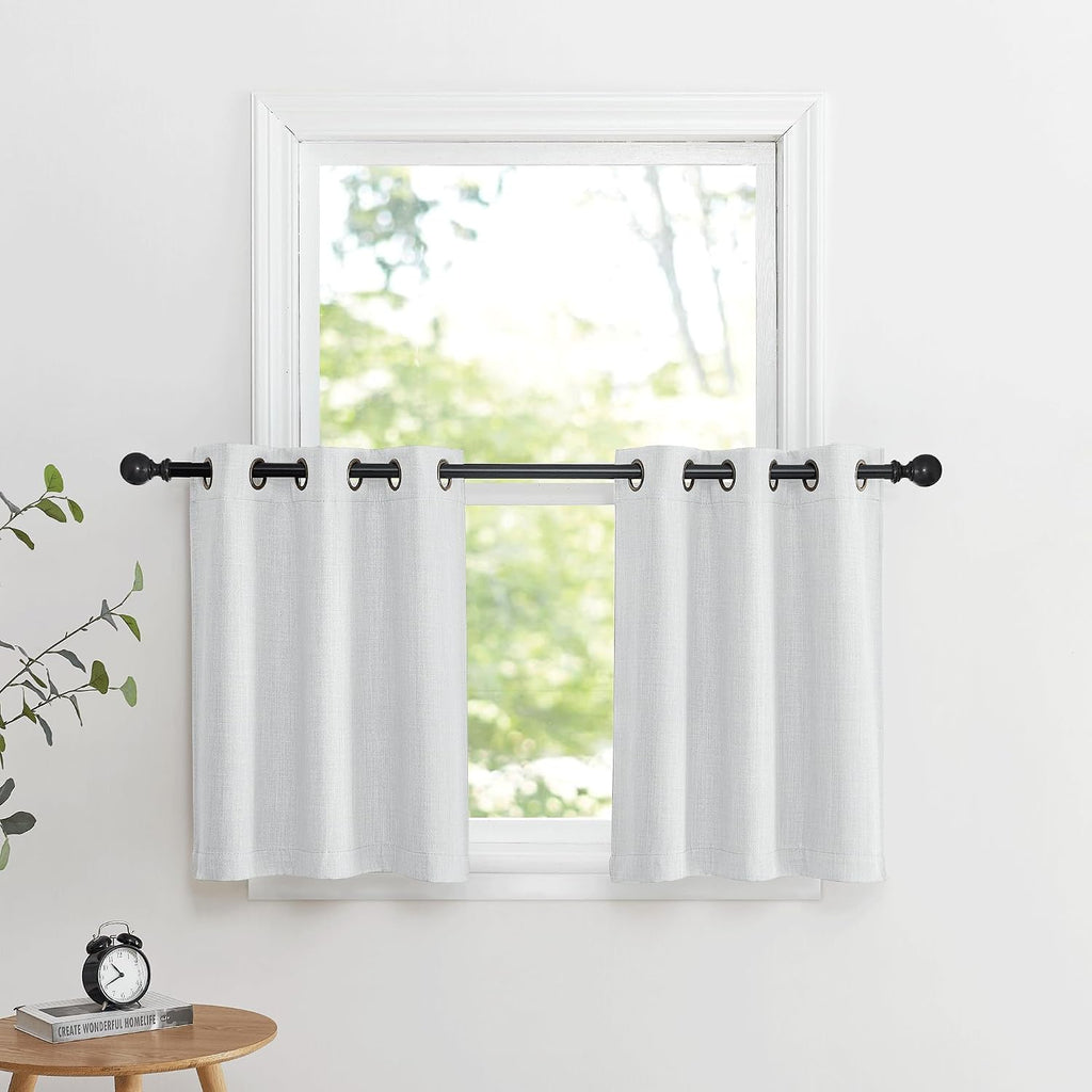 Nicetown Faux Linen Valances, Short Cafe Curtains Kitchen Tiers, Room Darkening Small Window Curtains Treatment Grommet Top for Bathroom/Ba…