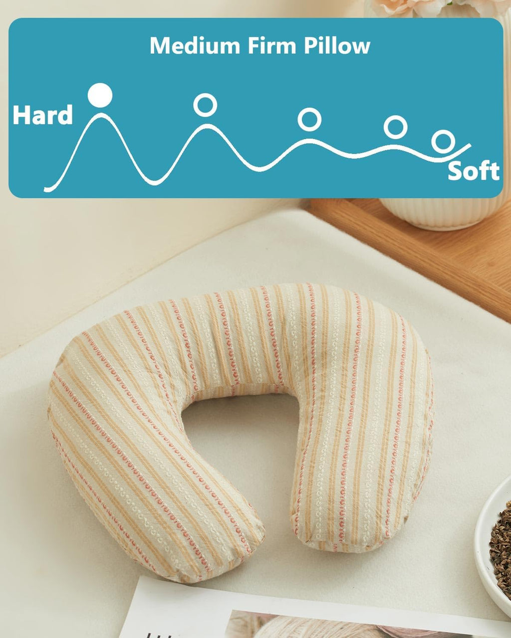 Edomi Buckwheat U Shaped Neck Pillow - 12''x12'' Adjustable Cervical Support Pillow with Breathable Buckwheat Hulls, Removable Cotton Cover…