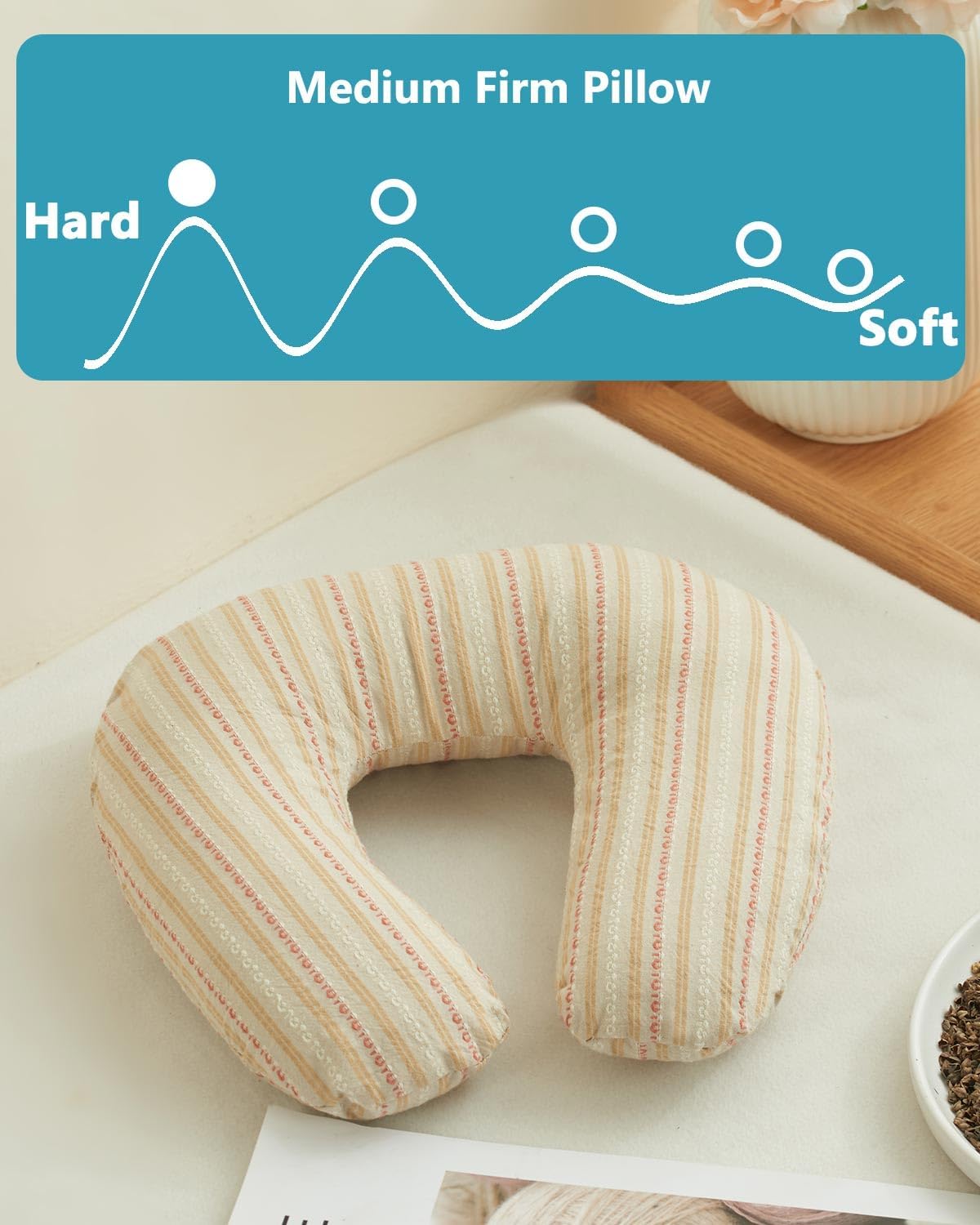 Edomi Buckwheat U Shaped Neck Pillow - 12''x12'' Adjustable Cervical Support Pillow with Breathable Buckwheat Hulls, Removable Cotton Cover…
