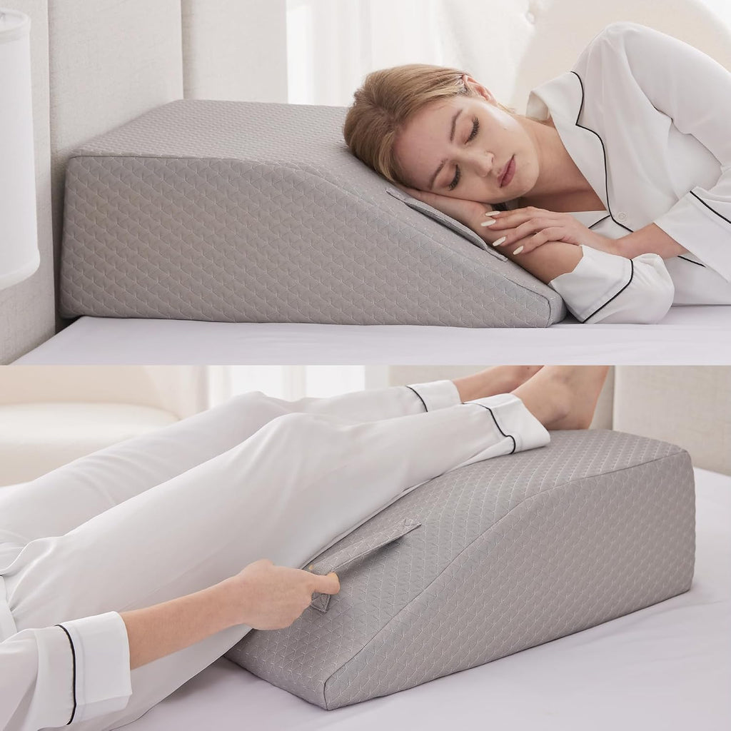 Ruqmuis Leg Elevation Pillow for After Surgery, 8inch Foam Leg Elevating Pillow for Swelling and Blood Circulation, Leg Wedge Pillow for Sl…