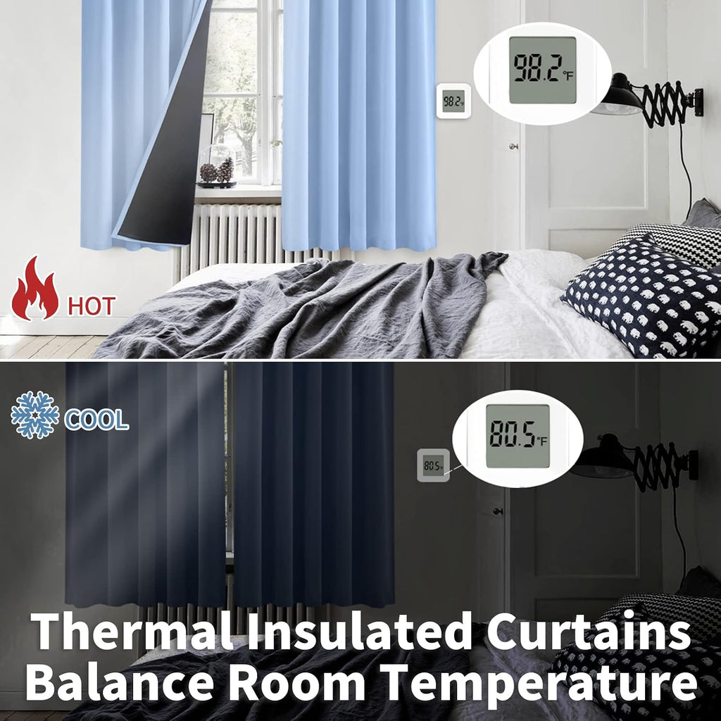 BGment Full Blackout Curtains with Thermal Insulation Liner Curtains 90 Inches Long, Rod Pocket and Back Tab Double Layer Room Darkening…