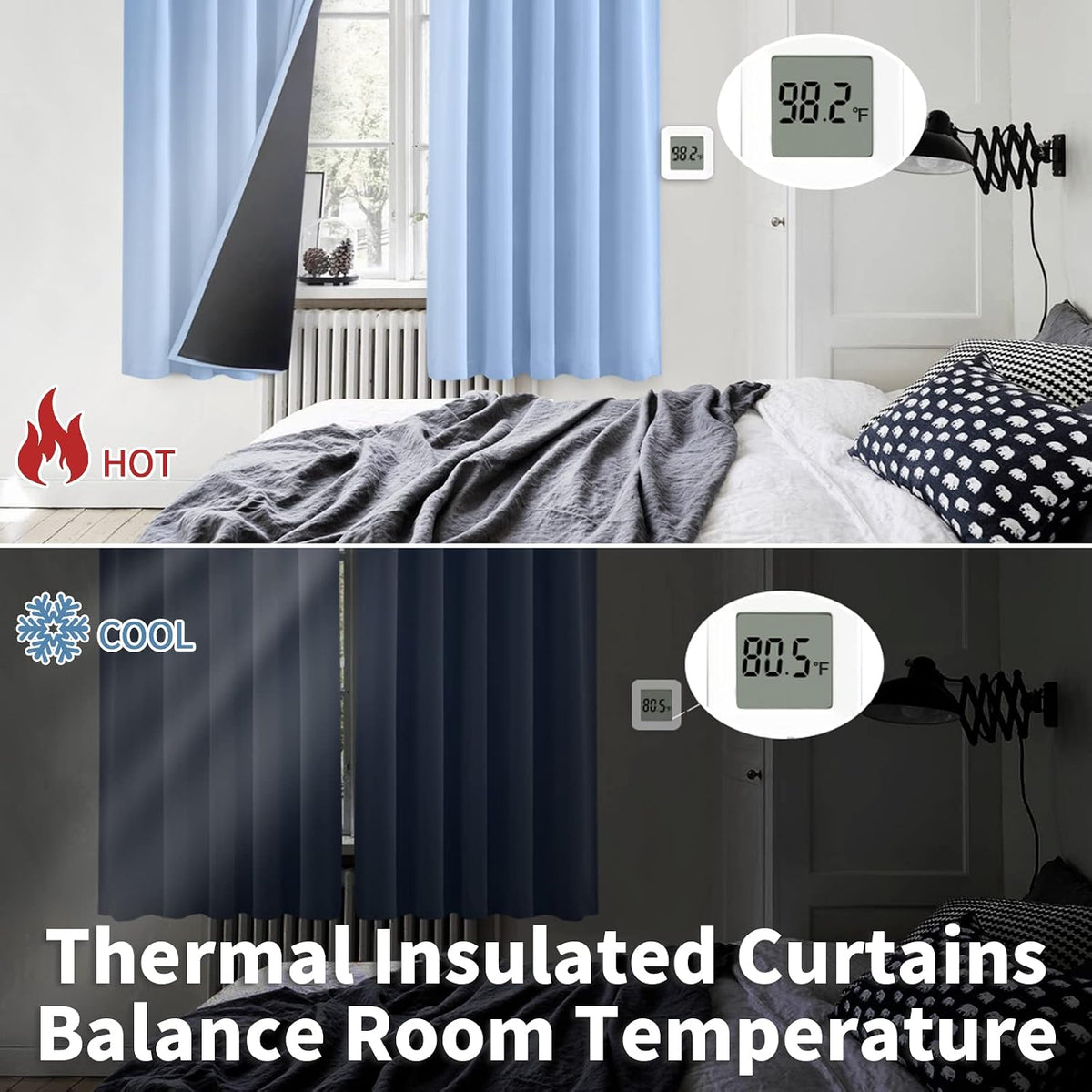 BGment Full Blackout Curtains with Thermal Insulation Liner Curtains 63 Inches Long, Rod Pocket and Back Tab Double Layer Room Darkening…
