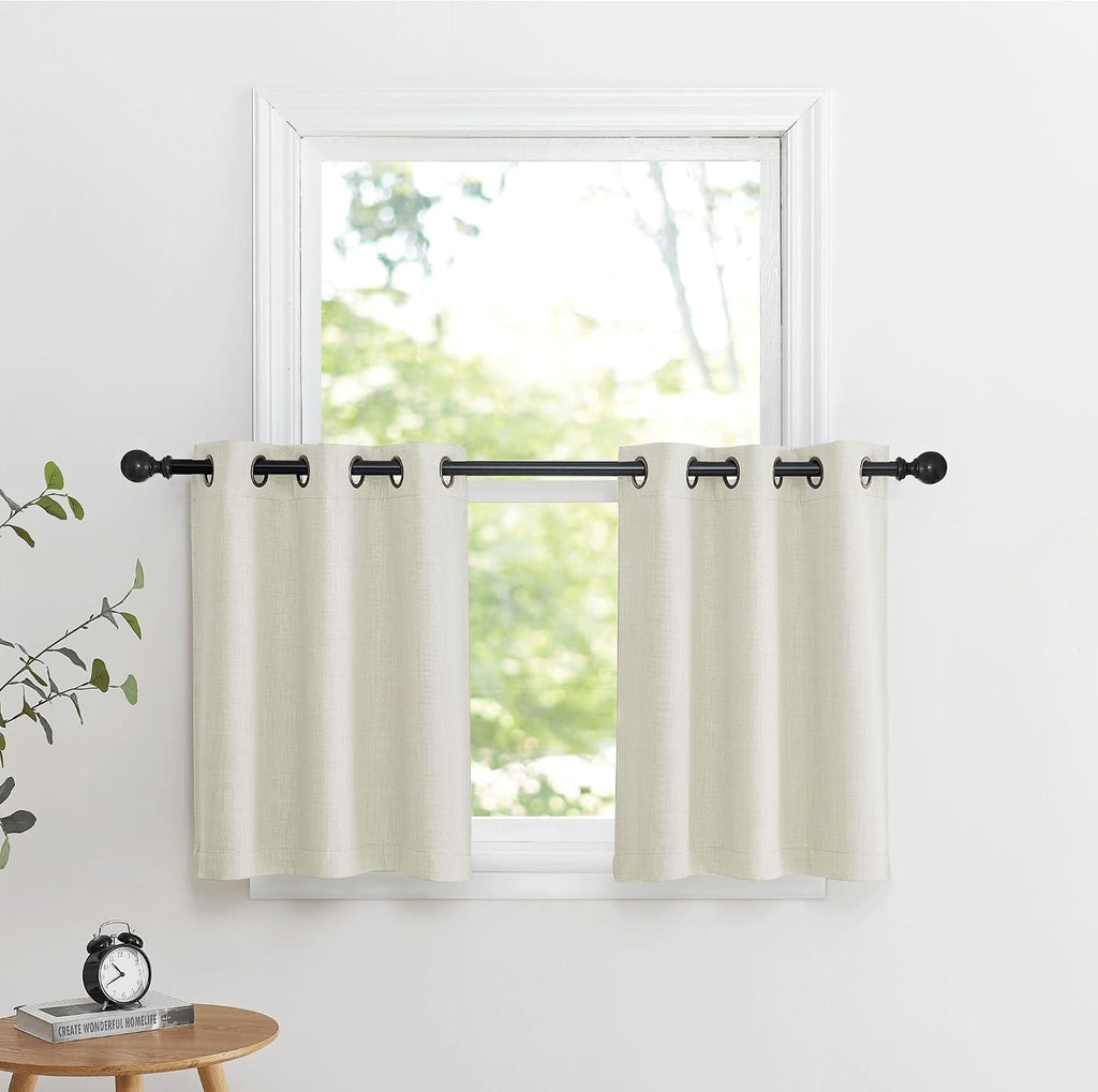 Nicetown 24 inch Long Blackout Tiers, Farmhouse Grommet Half Window Curtains, Light Block Small Window Valances for Kitchen Cupboard, Cover…