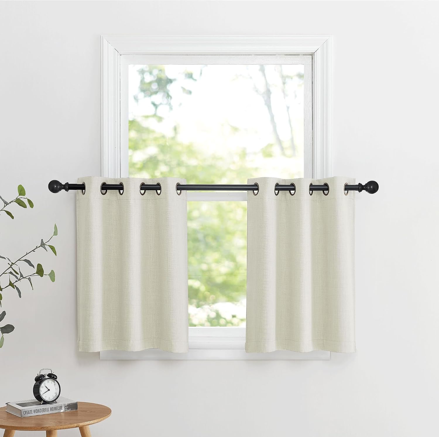 Nicetown 24 inch Long Blackout Tiers, Farmhouse Grommet Half Window Curtains, Light Block Small Window Valances for Kitchen Cupboard, Cover…