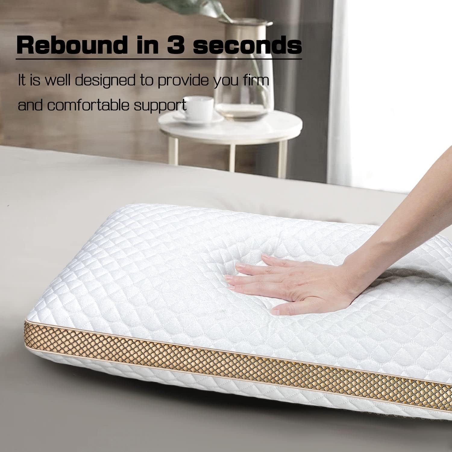 Sofslee Memory Foam Pillows Standard Size Set of 2, Medium Firm Pillow for Sleeping, Orthopedic Bed Pillow for Side, Back Sleepers, Ventila…
