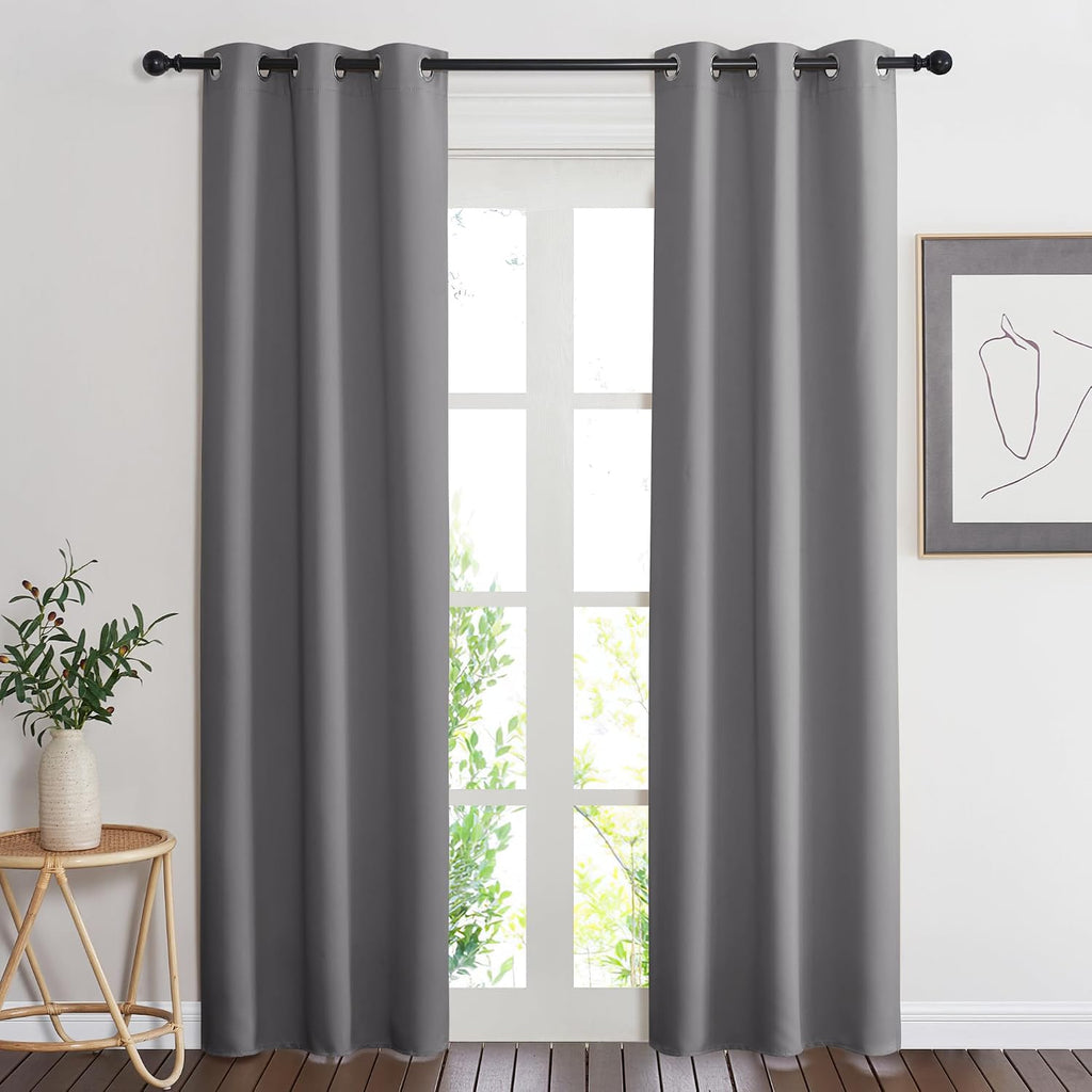 NICETOWN Gray Curtain Blackout Drape Panel, Single Panel, 34 x 84 inch, Grey, 3 Pass Microfiber Noise Reducing Thermal Insulated Window…