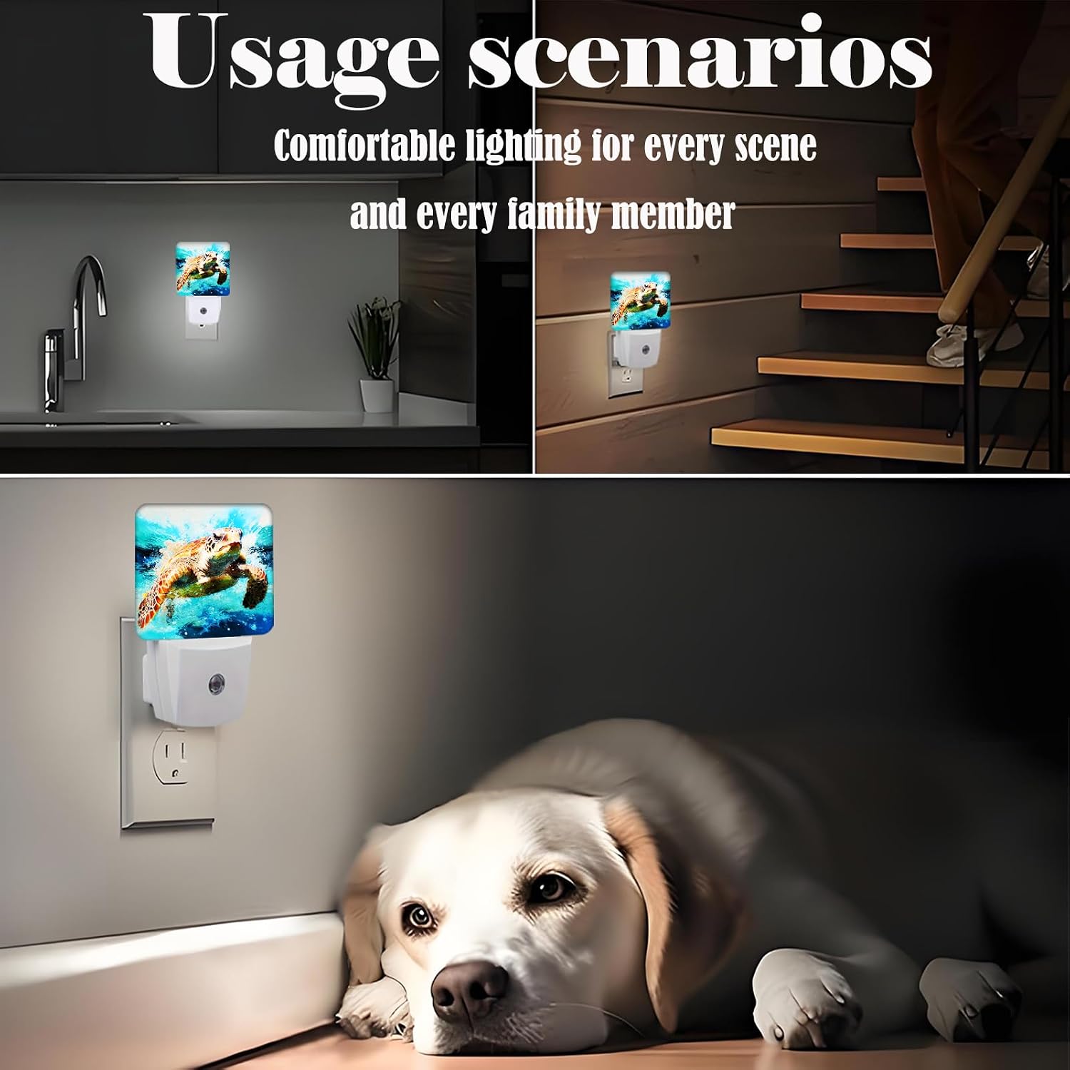 Sea Turtle Night Light, Plug-in Nightlights Auto Sensor Night Lamp Dusk-to-Dawn Lamp Home Decor for Nursery Children Girls Boys