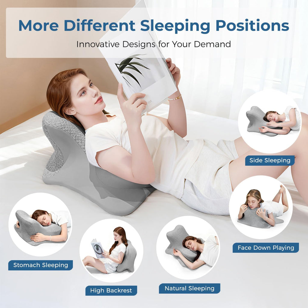 YRuiSofut Reading Pillow for Bed, Leaning, Lying and Prone, Ergonomic Memory Foam Bed Wedge Pillow for Headboard, Floor Cushions, Ch…