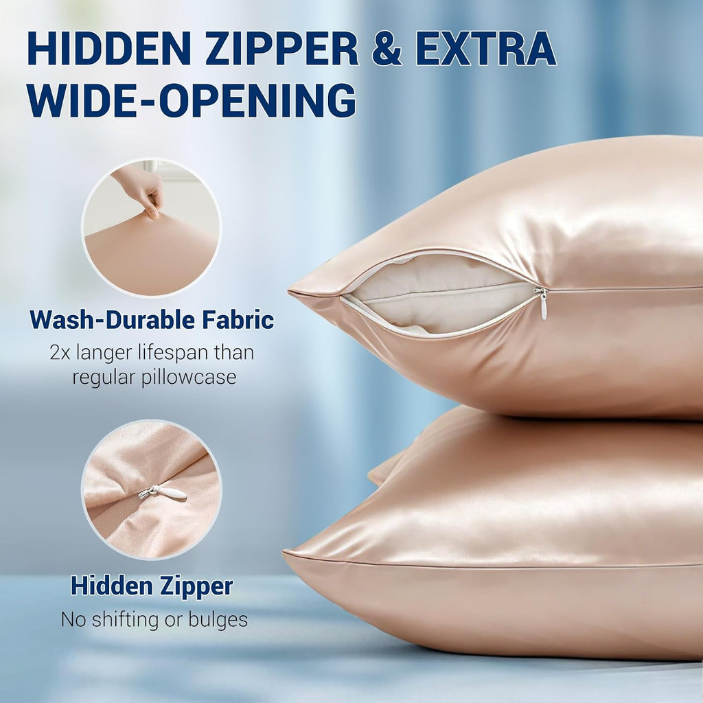 Luxear Cooling Pillow Cases for Hot Sleepers, Double-Sided Upgraded Arc-Chill Q-Max > 0.5 Cooling Satin Pillowcase, Silky Soft, Hair & Skin…