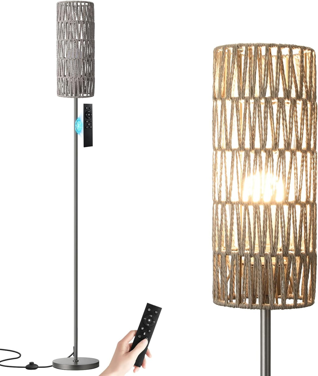 Ambimall 64'' Floor Lamps for Living Room with Remote Control and Stepless Dimmable Colors Temperature & Brightness, Boho Grey Standing…