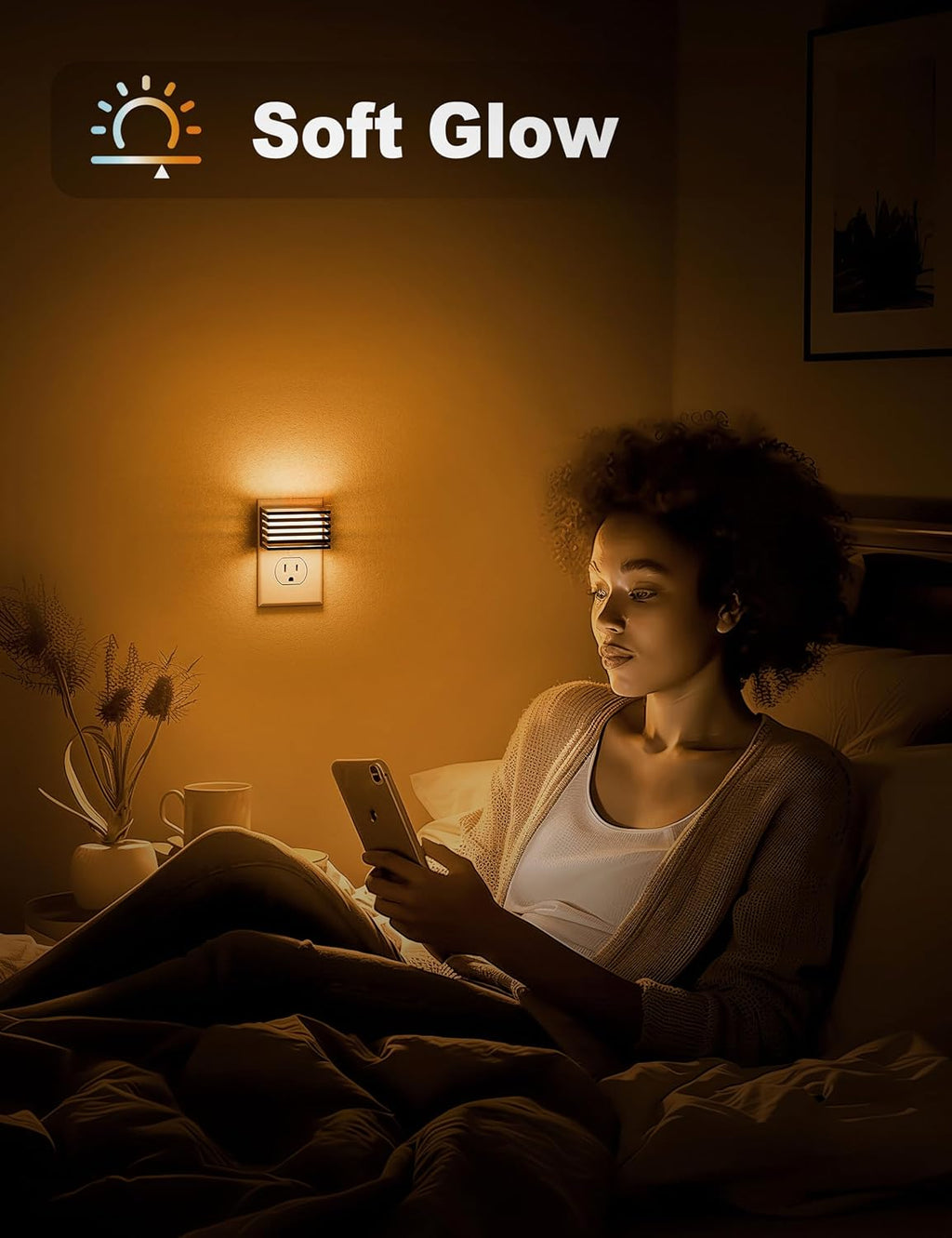 JandCase Amber Night Light, [2 Pack] Night Lights Plug into Wall with Dusk to Dawn Sensor, Dimmable Plug in Night Light, Adjustable…