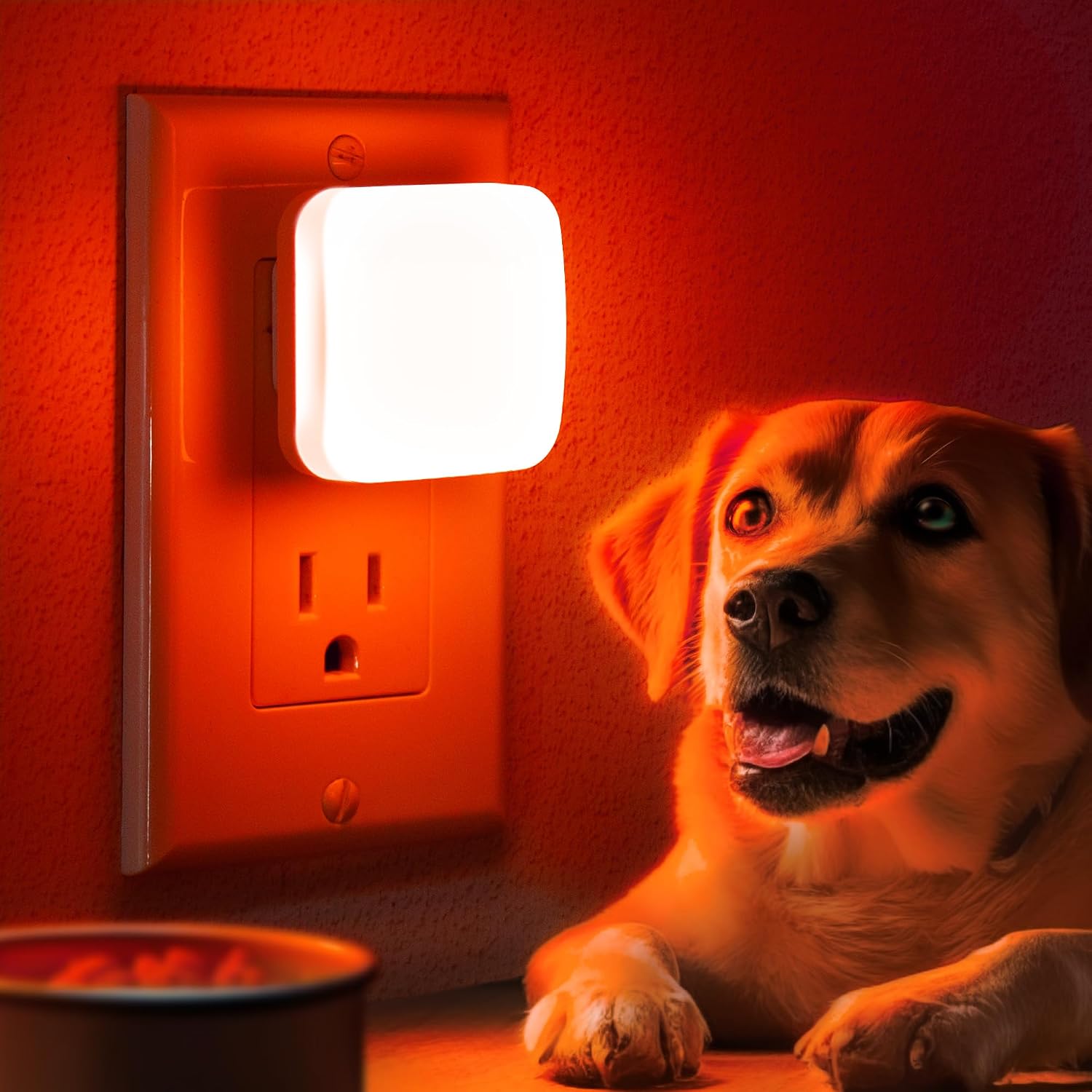 Briignite Red Night Lights Plug into Wall, Nightlights with Light Sensor Dusk to Dawn, 0.3W Square Plug in Night Light for Kids, Red…