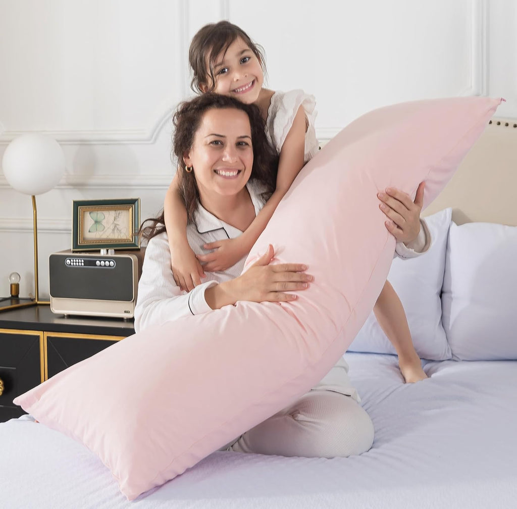 WhatsBedding Memory Foam Body Pillow with 100% Cotton Jersey Knitted Cover, Luxury Soft Large Long Pillow for Adults, Full Body Pillow…