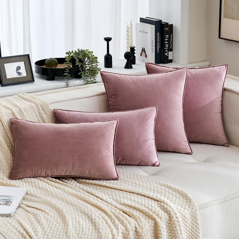 Miulee Jam Velvet Throw Pillow Covers 20x20 Soft Decorative Solid Square Cushion Cases Pack of 2 Modern Luxury Home Decor for Couch, Sofa,…
