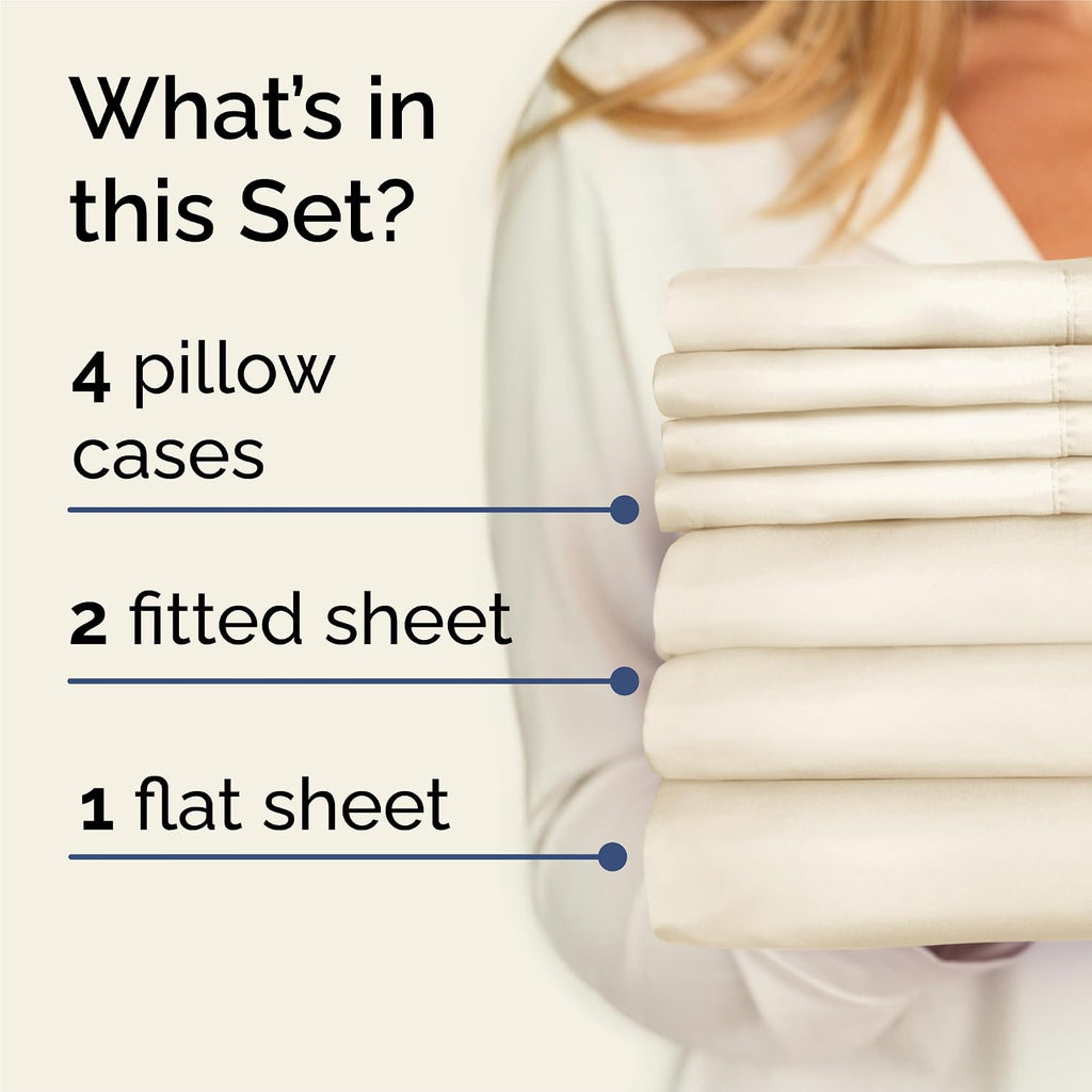 Split King 7 Piece Sheet Set - Comfy, Breathable & Cooling - Soft Hotel Luxury Bedding for Women, Men, Kids, Teens and Children - 1 Flat…