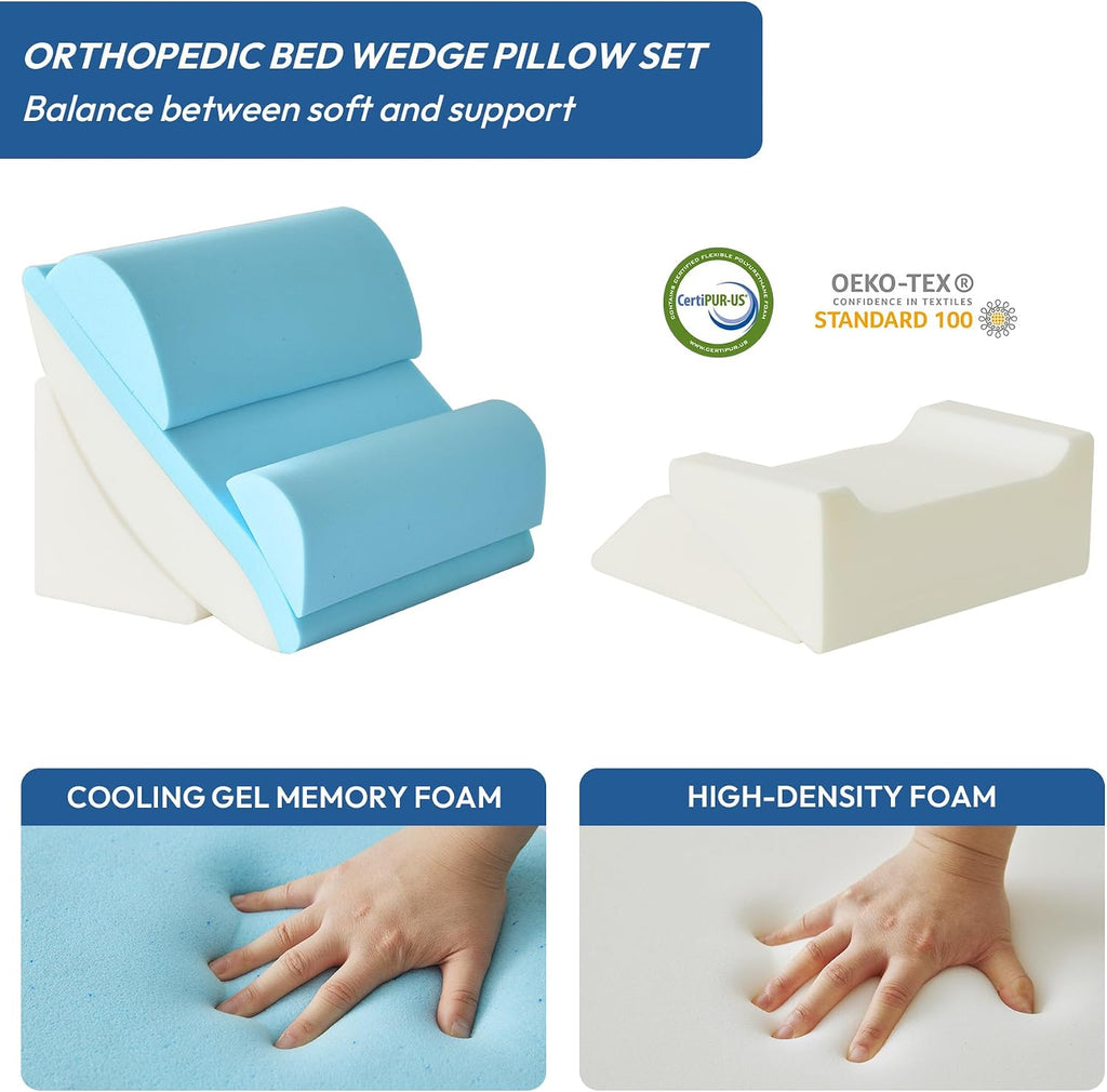 Ahpmeoa 6PCS Wedge Pillow Set for After Surgery, Back Pillow for Bed Sitting Up, Orthopedic Bed Wedge for Body, Leg, Memory Foam Pillow fo…