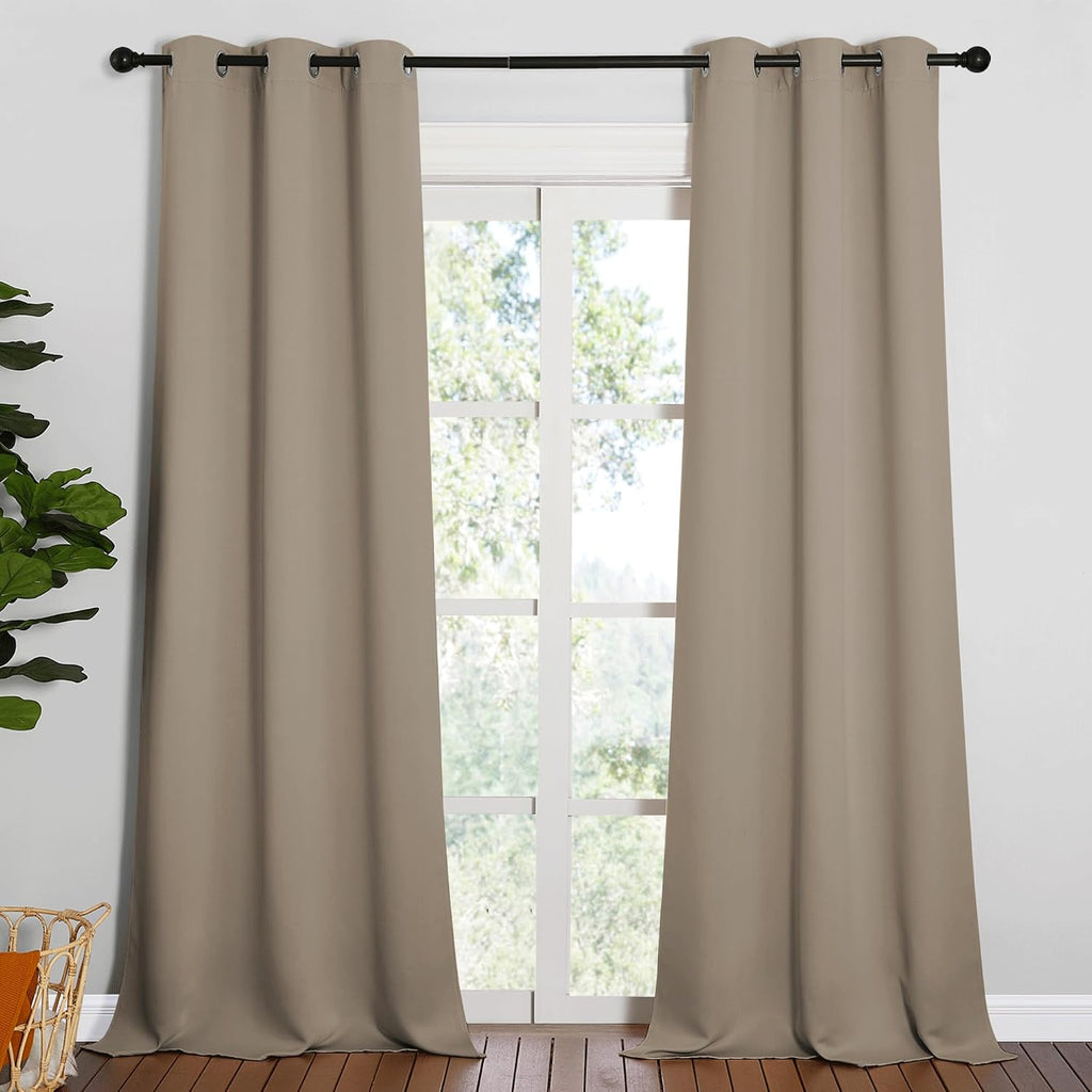 NICETOWN Patio Glass Door Blackout Curtains for Bedroom/Living Room, Privacy Panel Drapes for Dining and Guest Room (Taupe, 42 inches…