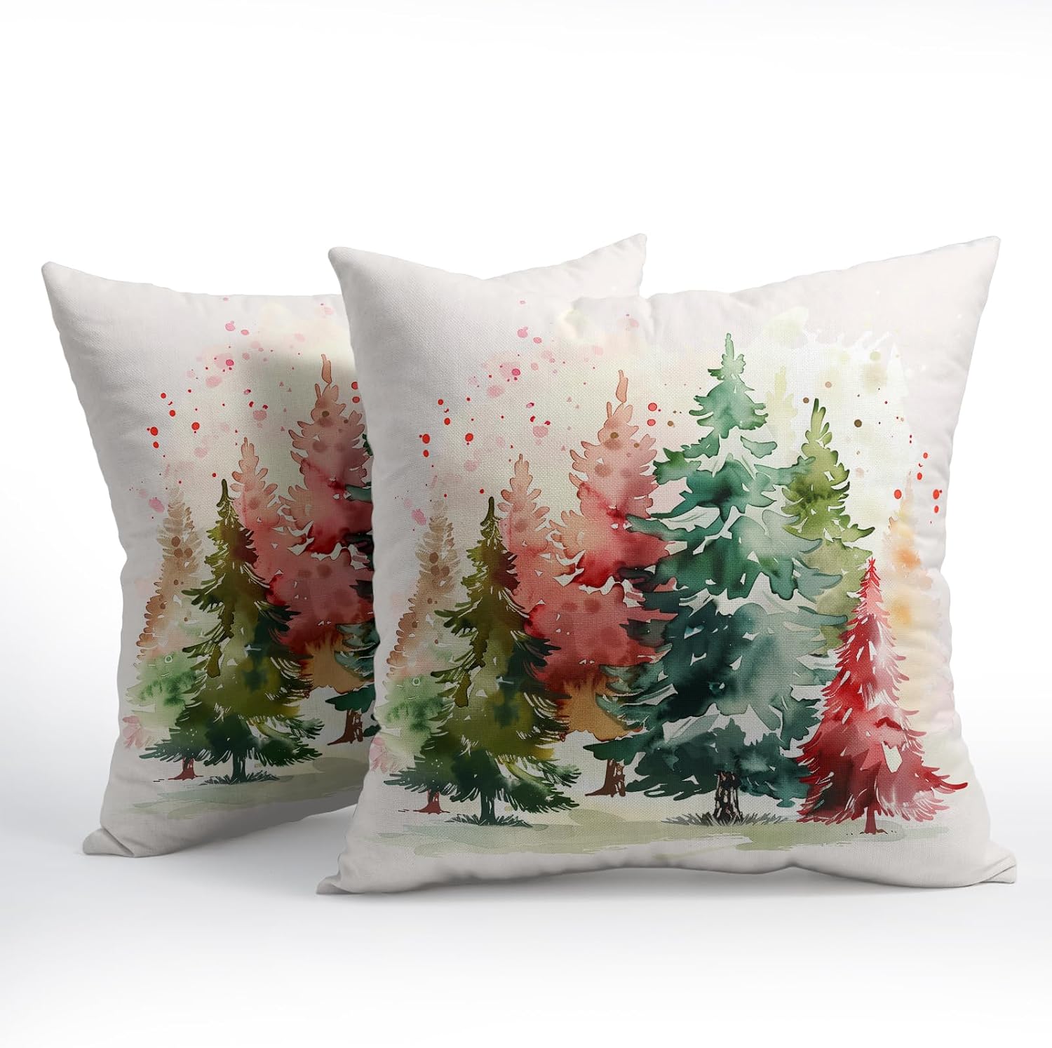 Granbey Christmas Tree Outdoor Throw Pillow Cover 16x16 Inch Set of 2 Winter Colorful Pine Tree Cushion Covers Xmas Holiday Theme Accent Pi…
