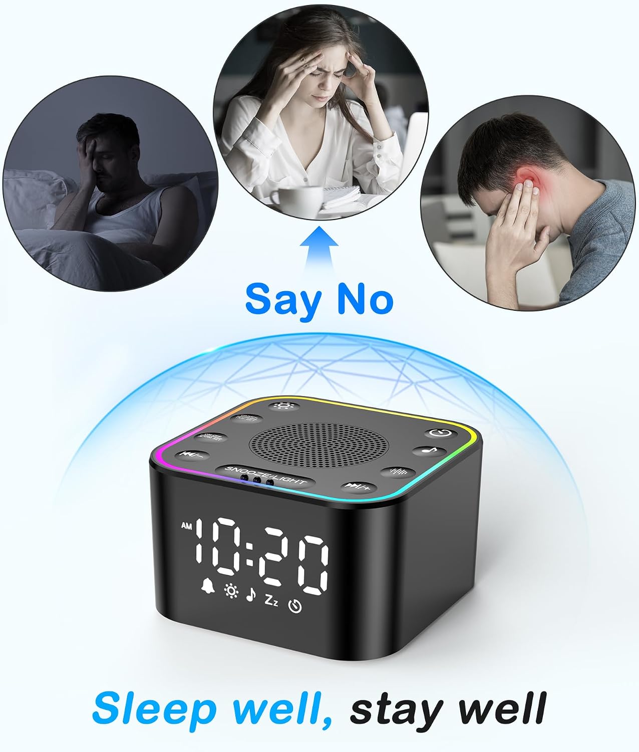 EnjoyNow Wkzay White Noise Sound Machine: 30 Non-Looping Sleep Sound relaxation for Adults - Noise Canceling for Bedroom, Adjustable…