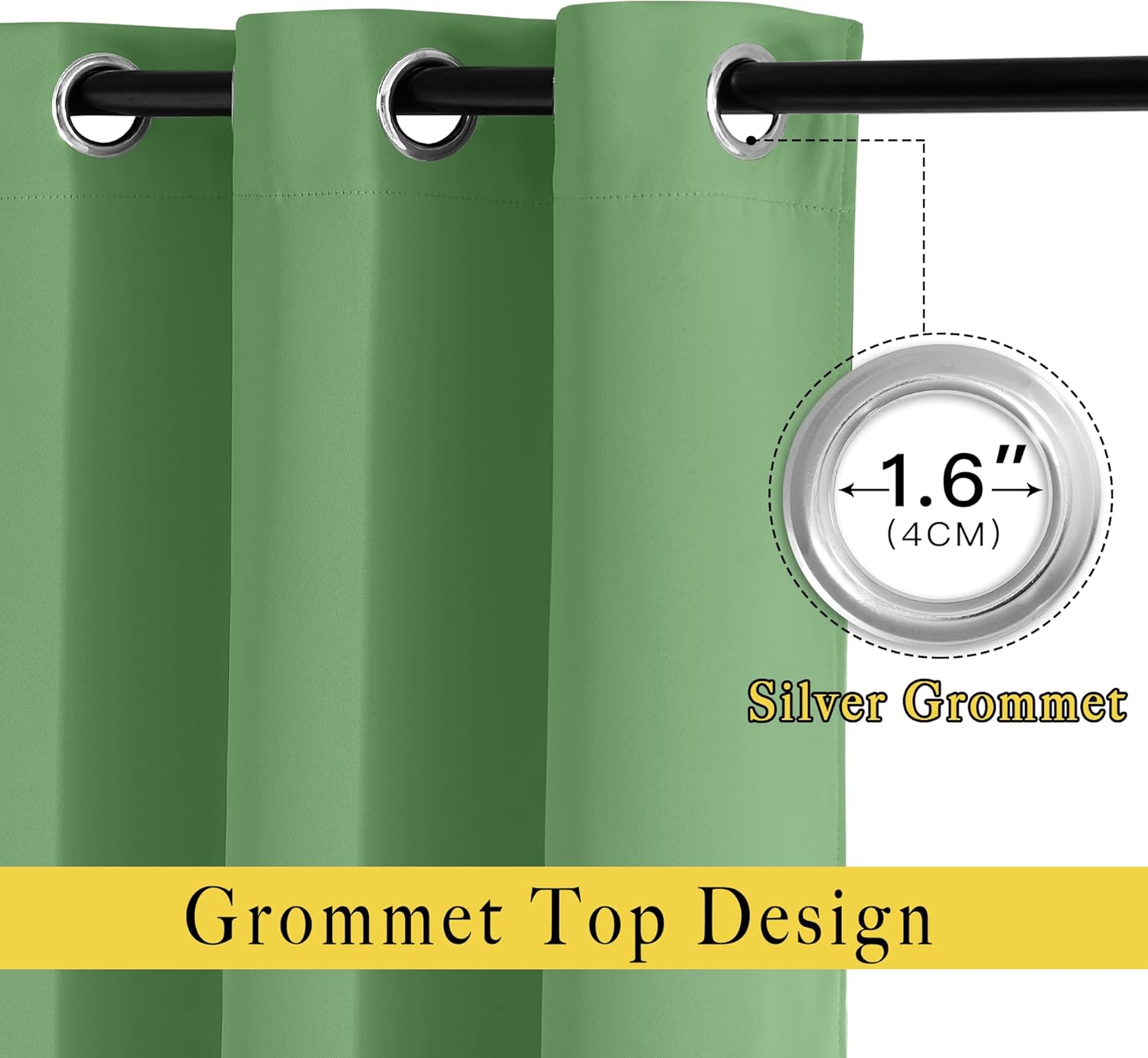 Nicetown Forest Green Blackout Curtains 84 inches Long 2 Panels Set - Grommet Thermal Curtains Room Darkening Window Treatments Sound Proof…