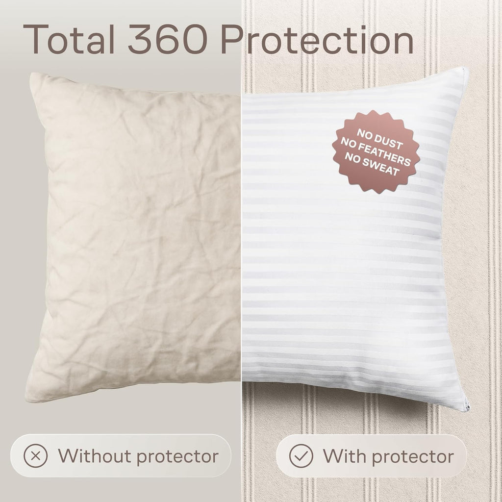 Ultra Soft Pillow Protectors with Zipper King Size - Set of 2 Breathable Pillow Covers - 100% Protection Against Stains, Dust & Dirt…
