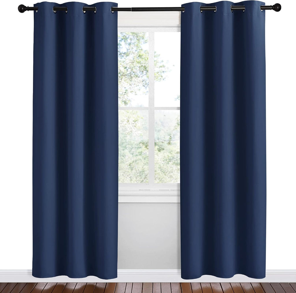 NICETOWN Blackout Draperies Curtains, Navy, 1 Pair, 42 x 78 inches, All Season Thermal Insulated Solid Grommet Top Blackout…