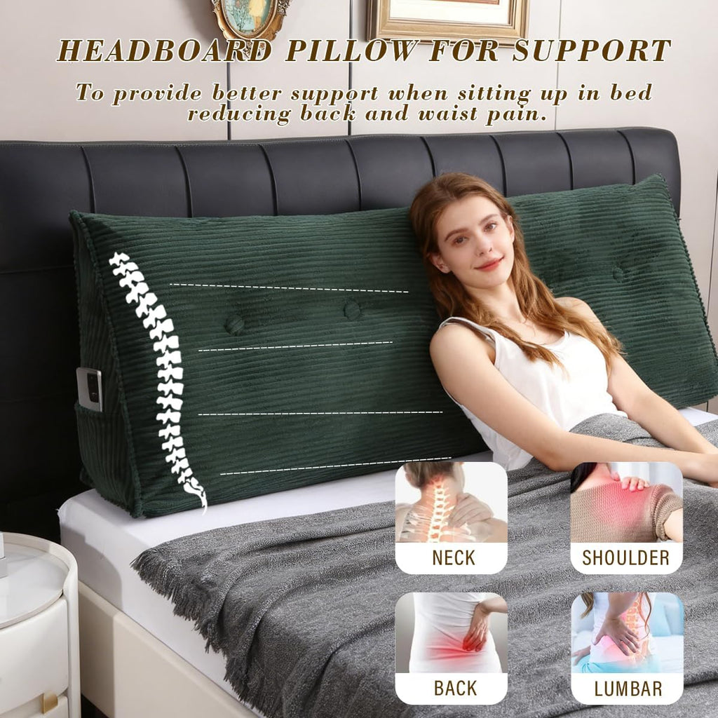 ZTVZTV Wedge Headboard Pillow for Bed, Twin Dorm Headboard Support for Sitting Up Reading, Relaxing, Removable Washable Corduroy Cov…