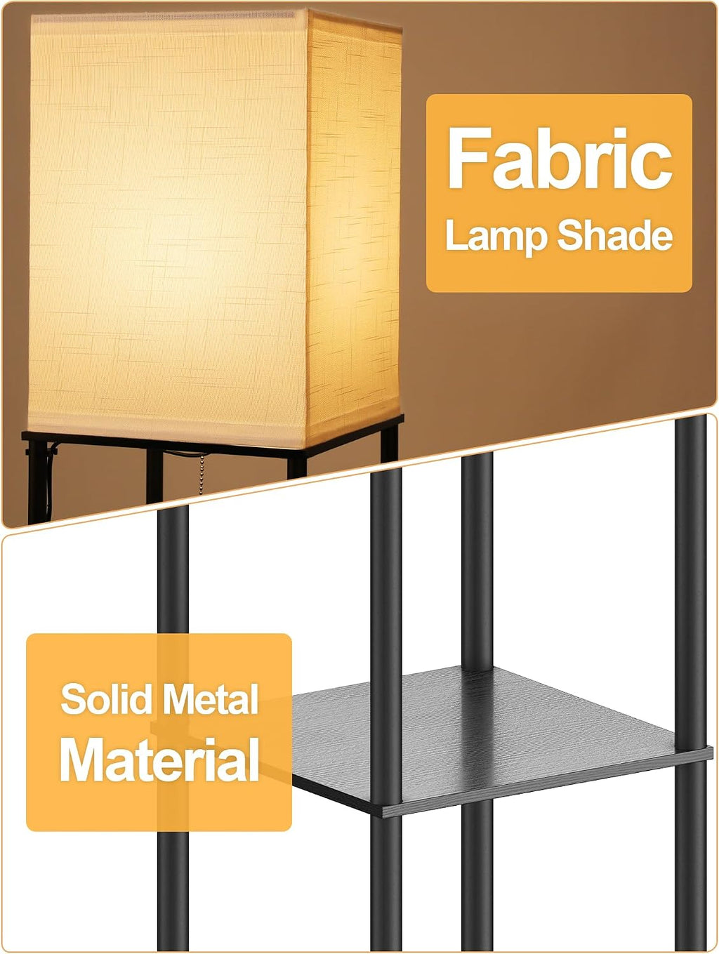 Floor Lamp with Shelves for Living Room 2 Pack, Shelf Floor Lamp with 3 CCT LED Bulb, Corner Display Standing Column Lamp Etagere…