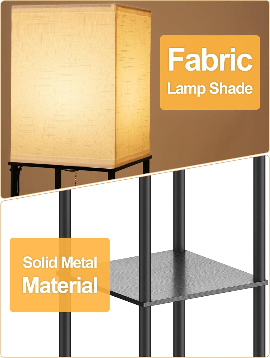 Floor Lamp with Shelves for Living Room, Shelf Floor Lamp with 3 CCT LED Bulb, Corner Display Standing Column Lamp Etagere Organizer…