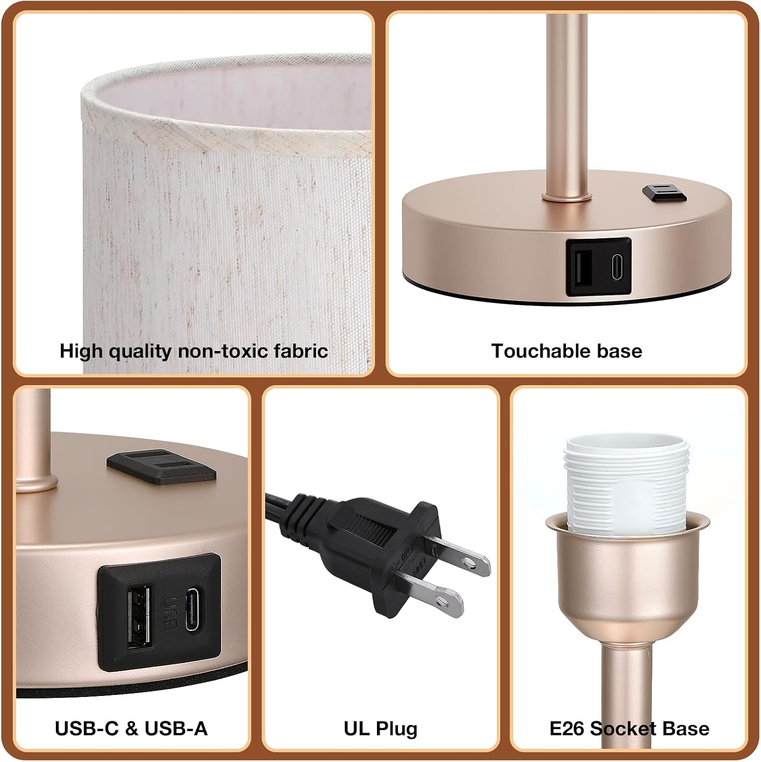 Dicoool Touch Bedside Table Lamp with USB - 3 Way Dimmable Lamp for Bedroom Nightstand, Desk Lamp with Charging Station for Dorm, Office…