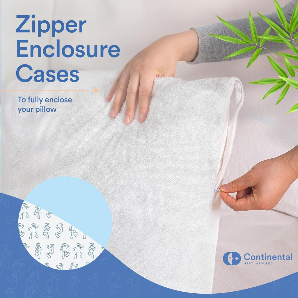 ContinentalBedding Continental Bedding Viscose Derived from Bamboo Pillow Protector Zippered Waterproof Feather Proof and Down Proof Silky…