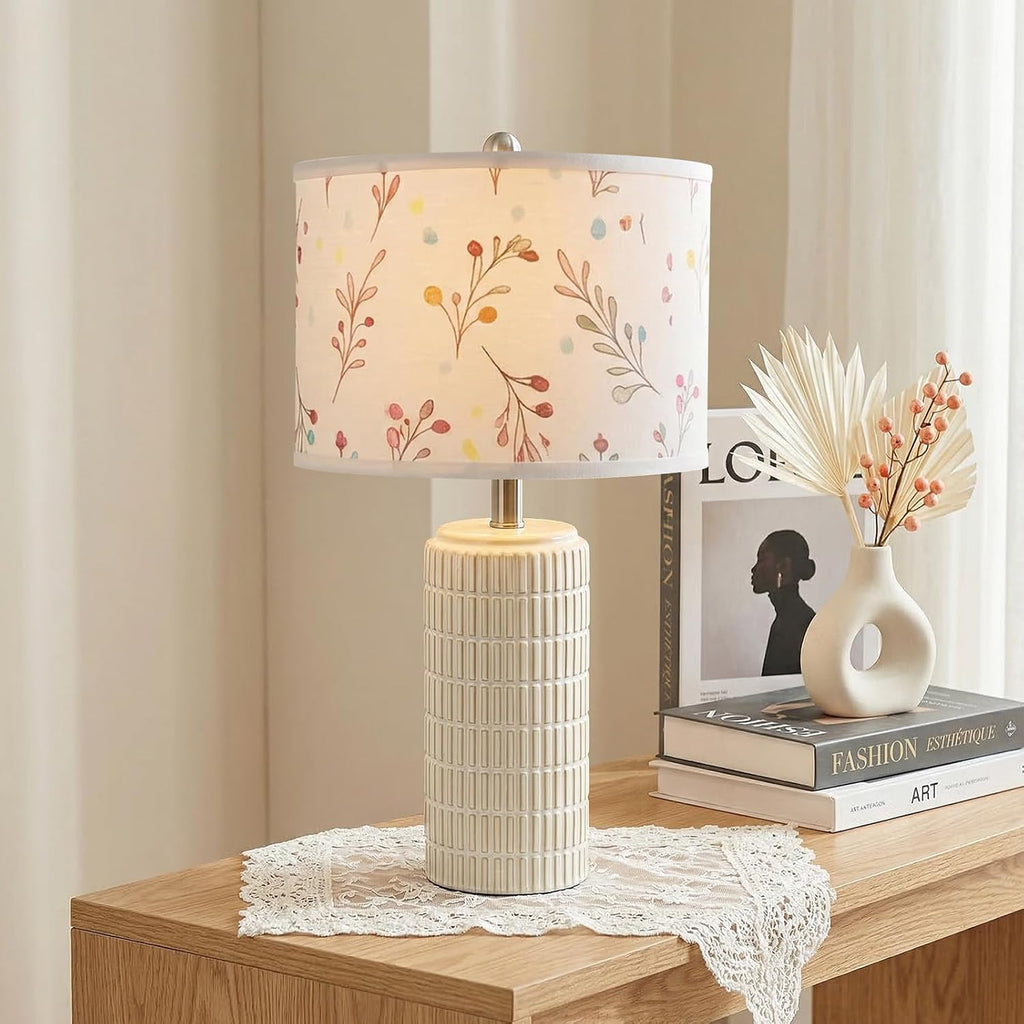 PoKat 23'' Table Lamp with Flower Lampshade for Night Stands, Birthday Gifts for Women Mom, House Warming Gifts New Home Decor, Ceramic…