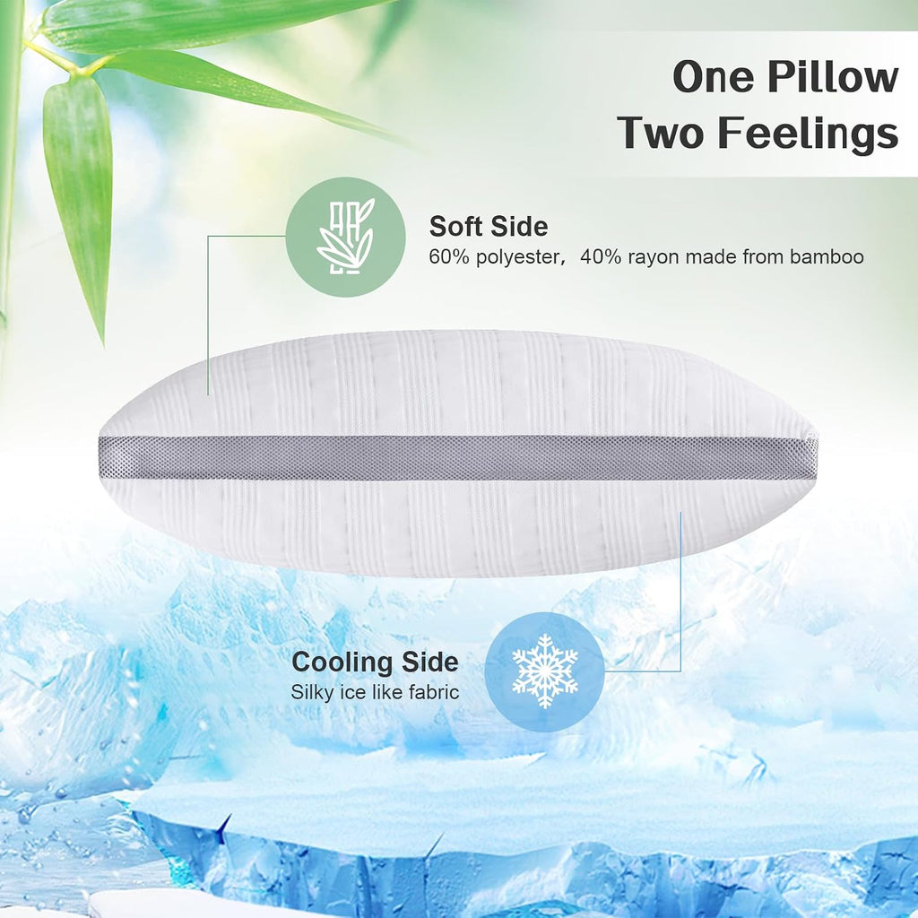 Meoflaw Cooling Pillows Standard Size Set of 2, Shredded Memory Foam Bed Pillows for Sleeping, Standard Pillows for Back & Side…