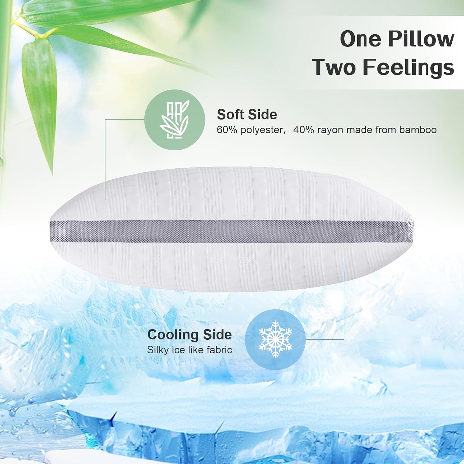 Meoflaw Cooling King Size Bed Pillows, Shredded Memory Foam Support for Back & Side Sleepers, Adjustable with Washable Removable Cover
