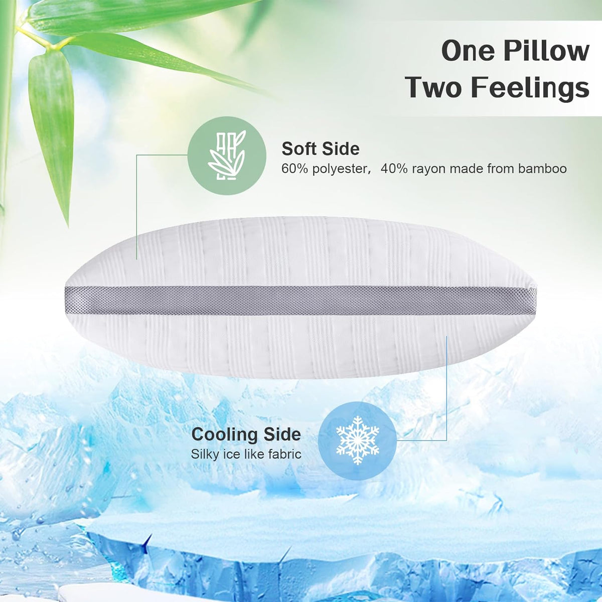 Meoflaw Cooling Pillows King Size Set of 2, Shredded Memory Foam Bed Pillows for Sleeping, Supportive Pillows for Back & Side…