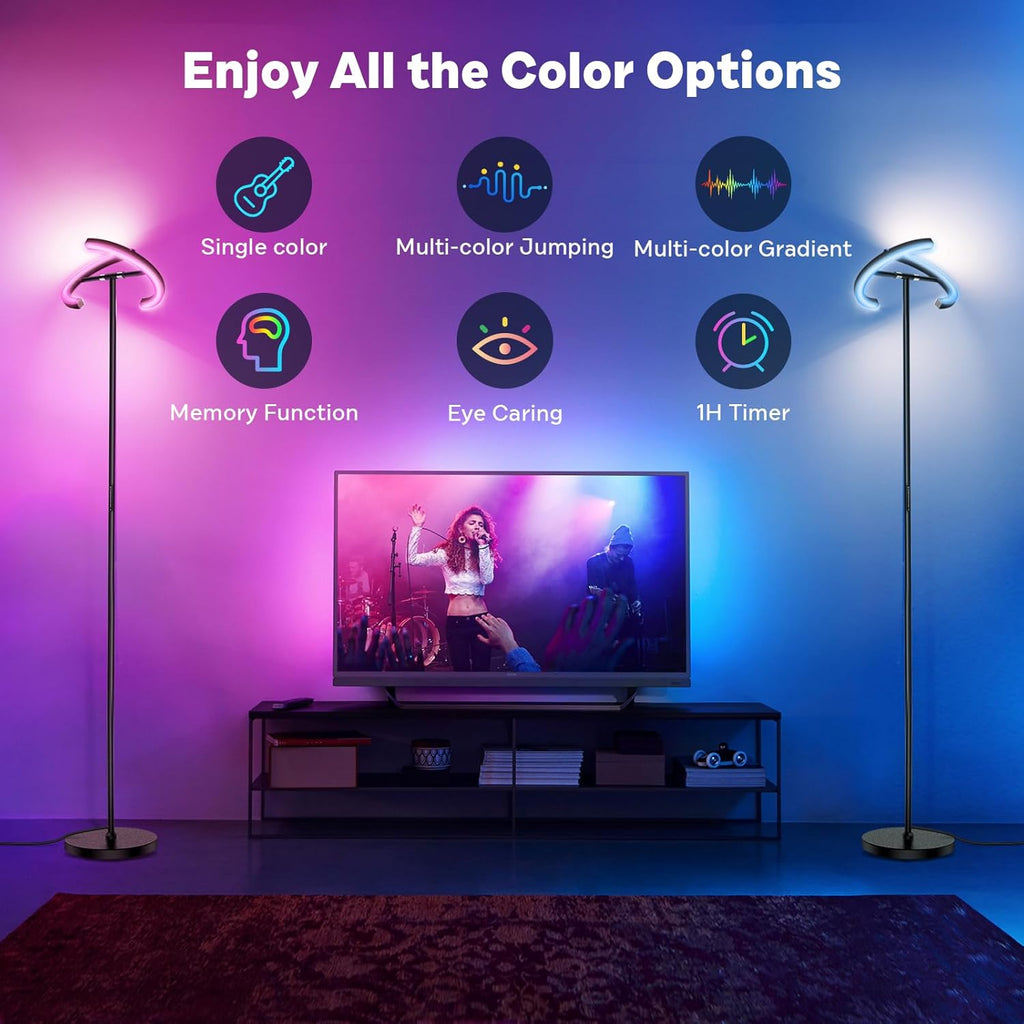 SIBRILLE RGBCW Floor Lamp, Color Changing Standing Lamp, Modern Stepless Dimmable LED Floor Light Tall Lamp with Remote Control, 20W…
