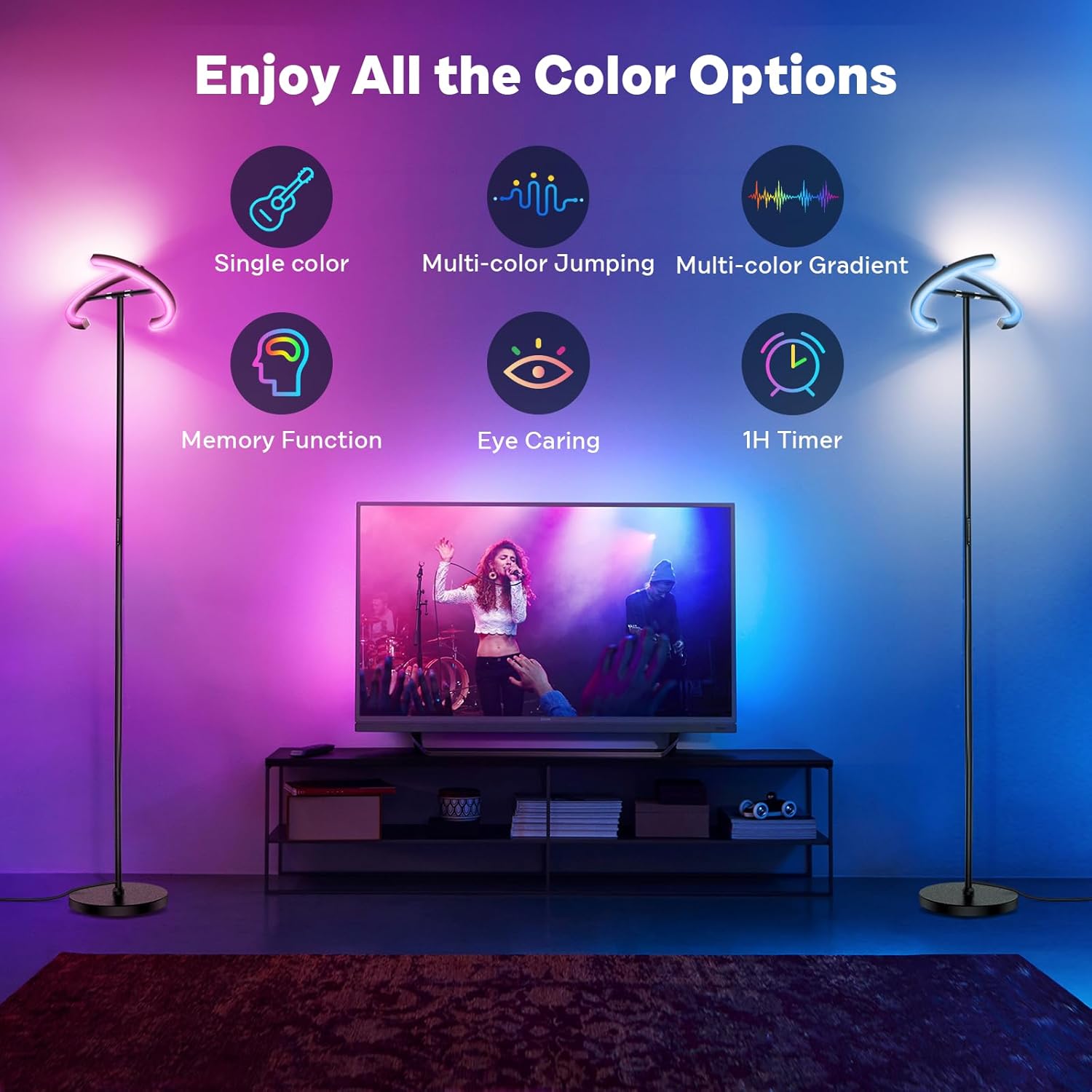 SIBRILLE RGBCW Floor Lamp, Color Changing Standing Lamp, Modern Stepless Dimmable LED Floor Light Tall Lamp with Remote Control, 20W…