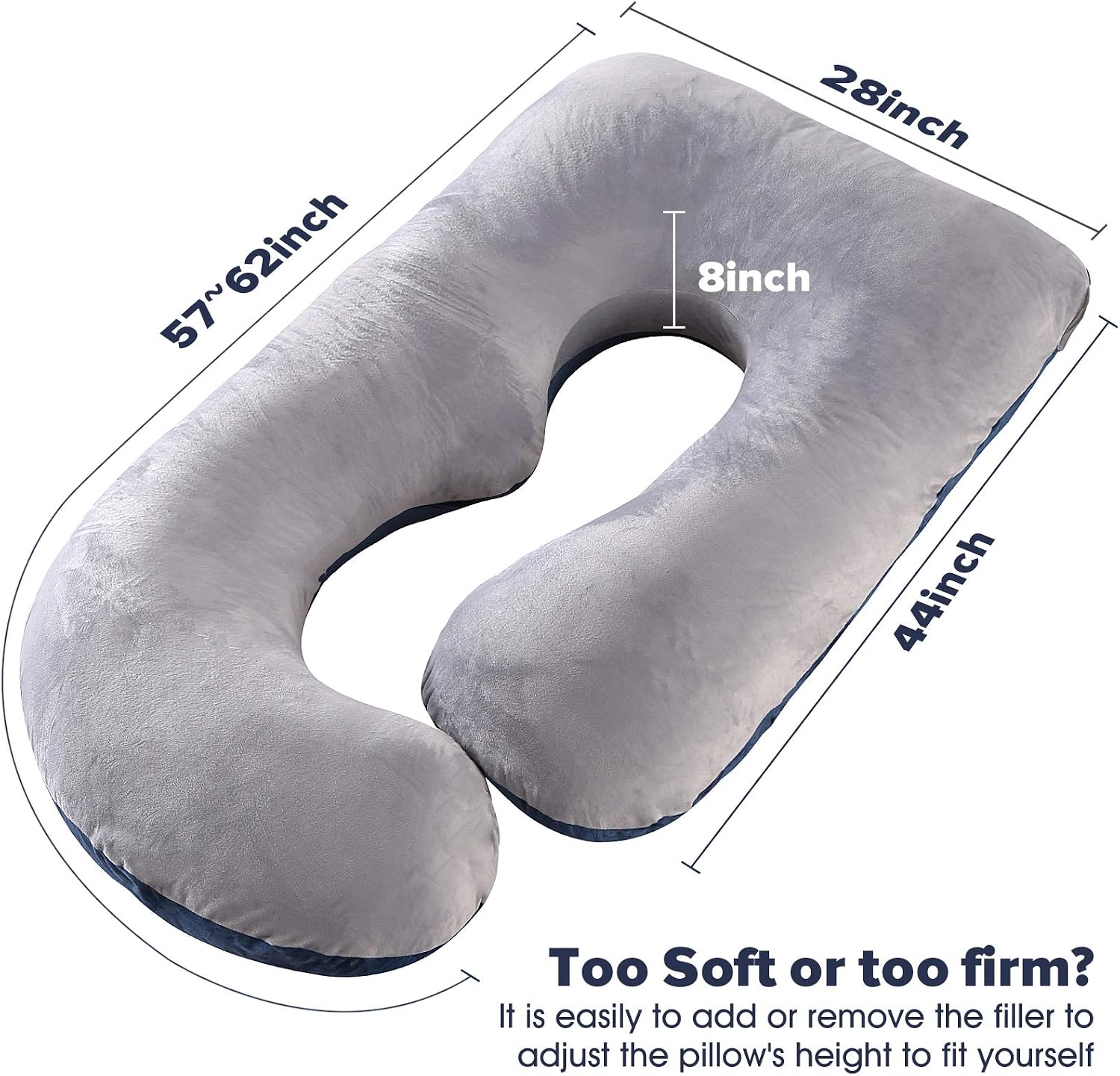 U-Shaped Full Body Pregnancy Pillow for Sleeping – 57" Maternity Pillow with Removable Cover, Support for Back, Legs, Belly & Hips…